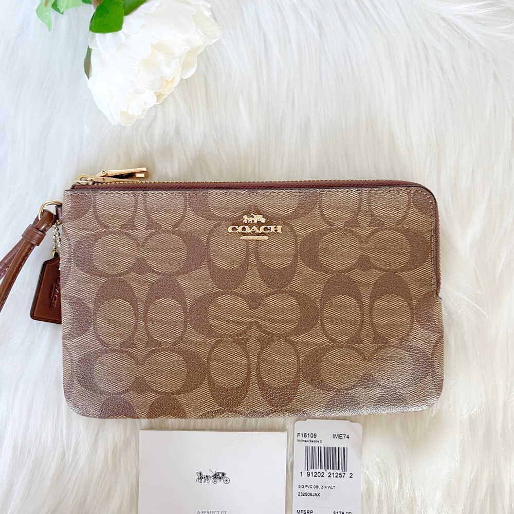 NWT Coach (LARGER SIZE) Double Zip Wallet Wristlet - Picture 10 of 13